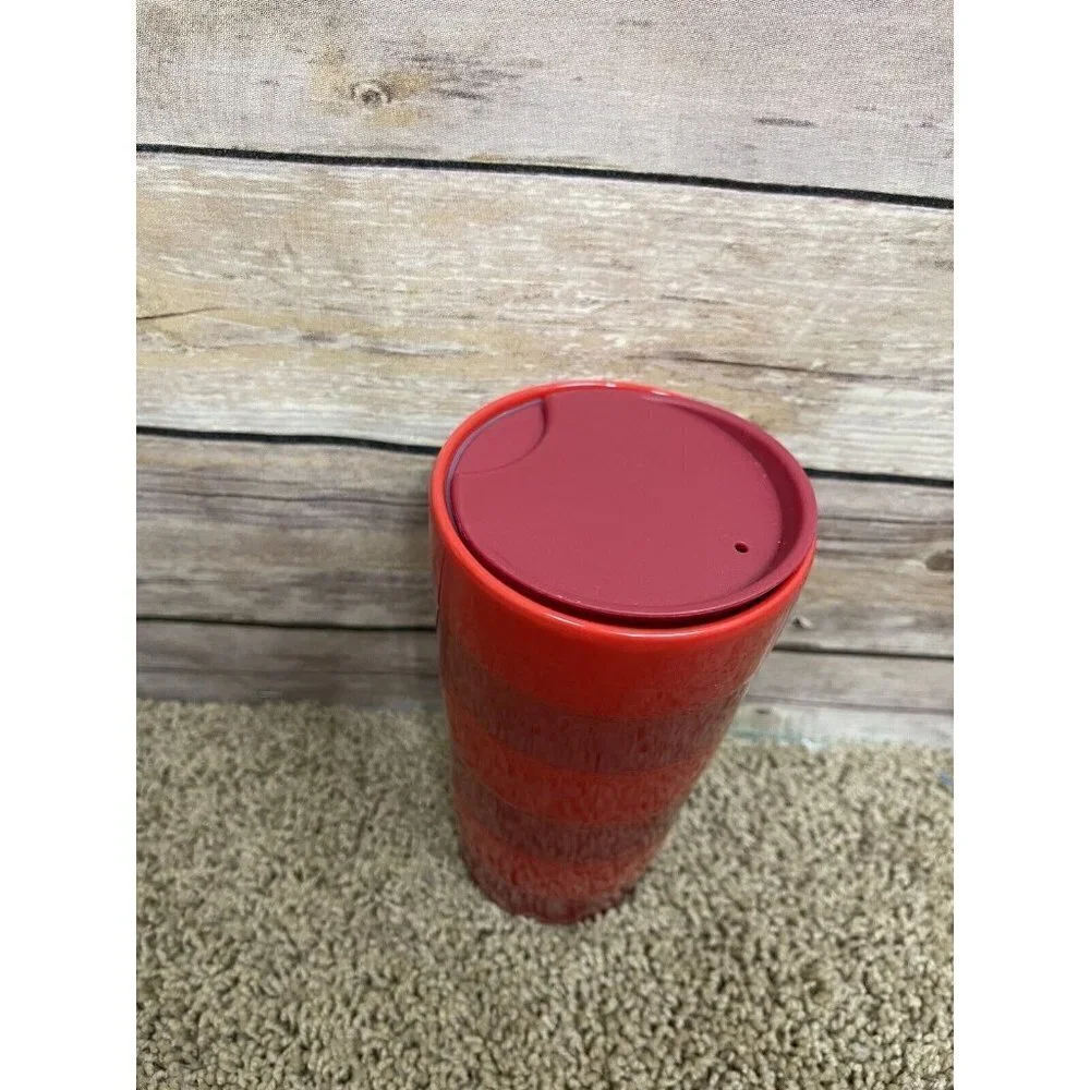 Starbucks NEW Red Ion Stripe Ceramic Travel Cup Holiday 2021 Collection 12oz